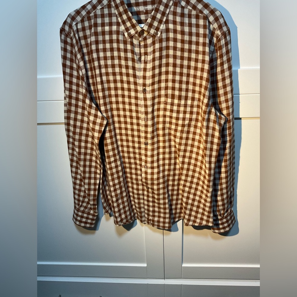 Adolfo Dominguez Brown Plaid Men's Shirt